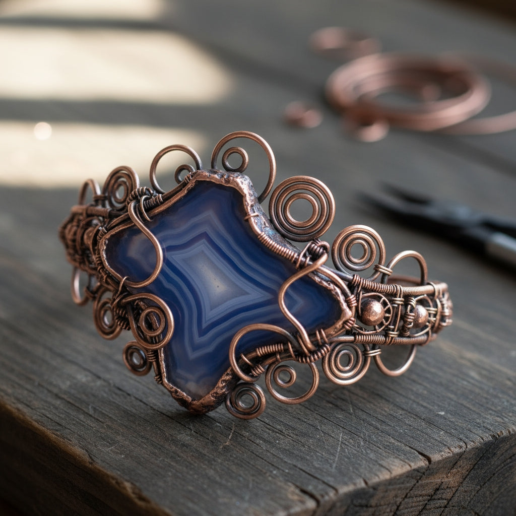 iamevibez Custom Wire Wrapped Agate Bracelet His And Hers Bundle