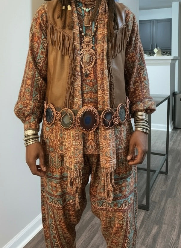 iamevibez Multi Color Agate Plate Belt