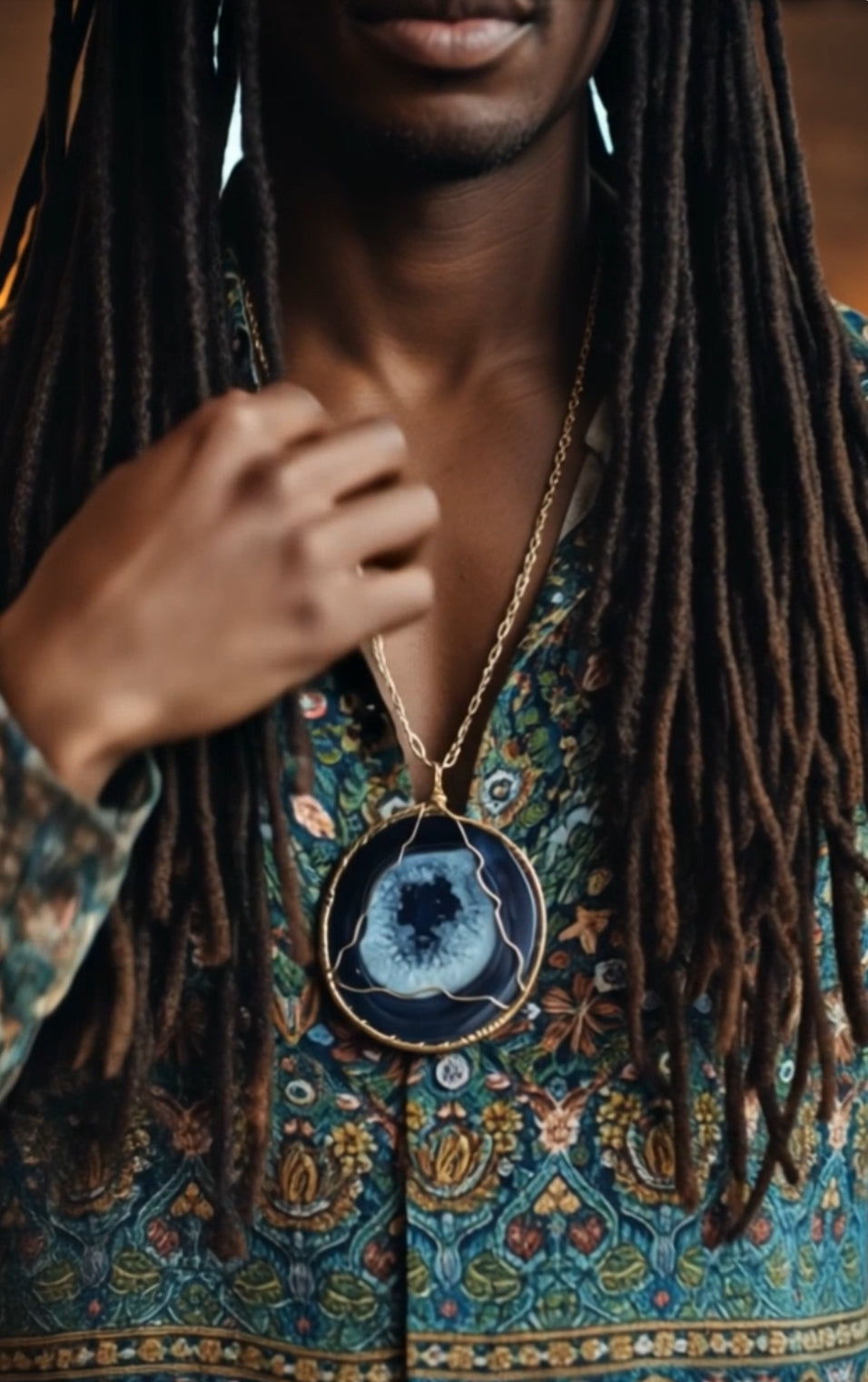 iamevibez & Yvng Gahd Agate Slice Pyramid Necklace