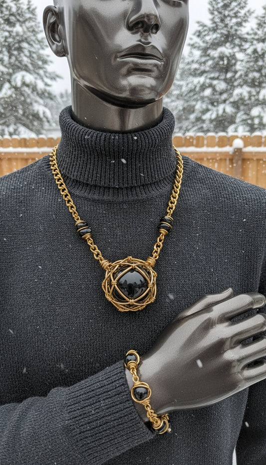 iamevibez Custom Non Tarnishing Black Obsidian Sphere Set