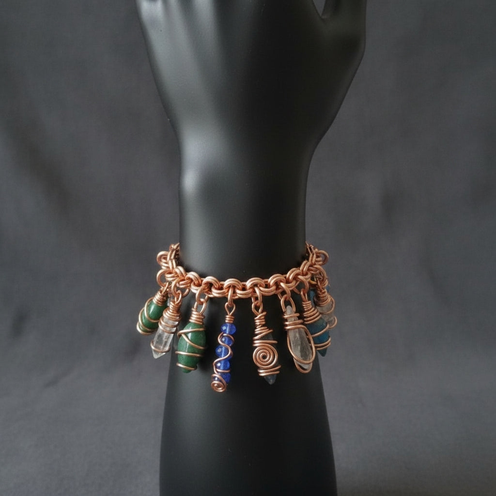 2 Energy Wire Wrapped Crystal Charm Bracelets