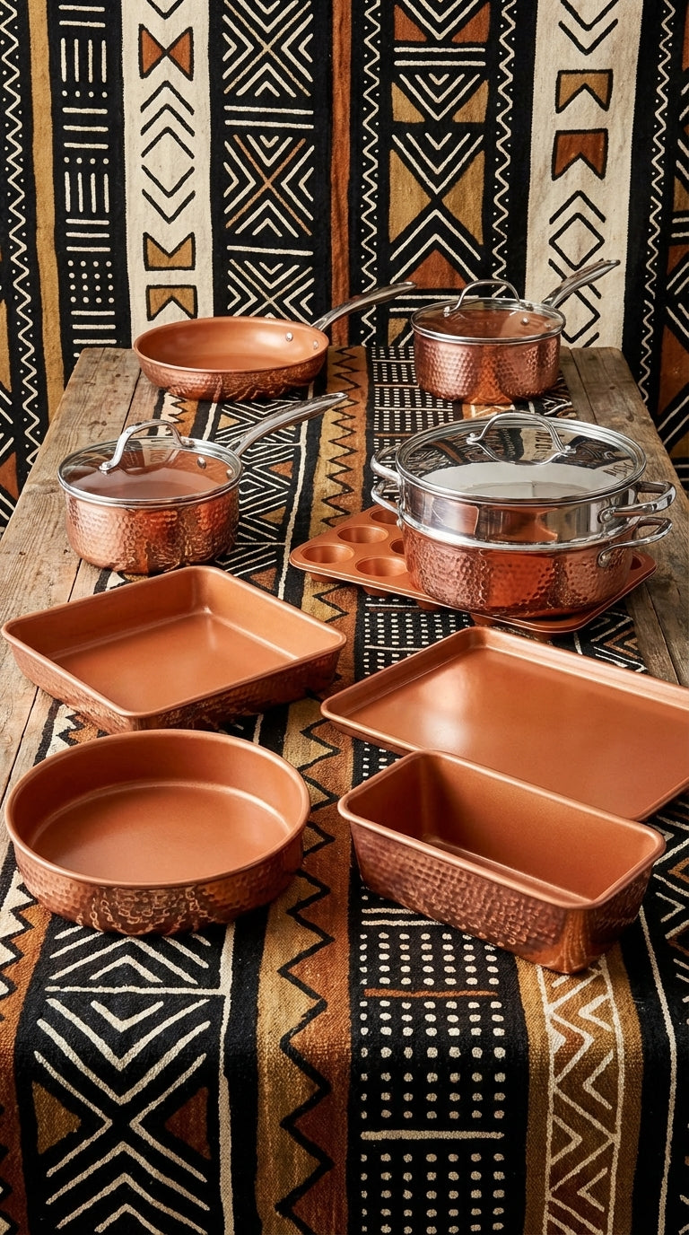 Pure Copper Dish Set/ With Stainless Steel Handles