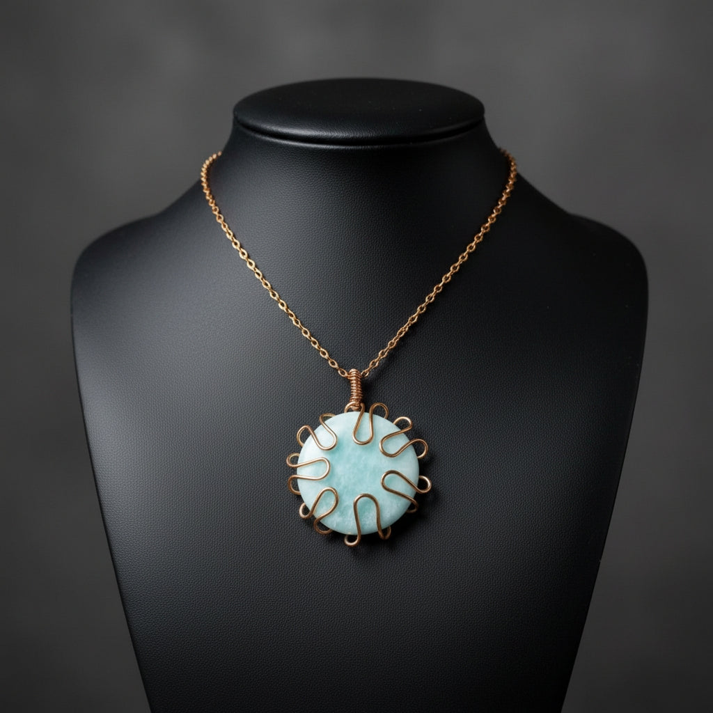 Wire Wrapped Round Crystal Necklace