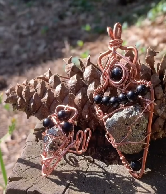 iamevibez Black Onyx And Pyrite Dual Stone Set