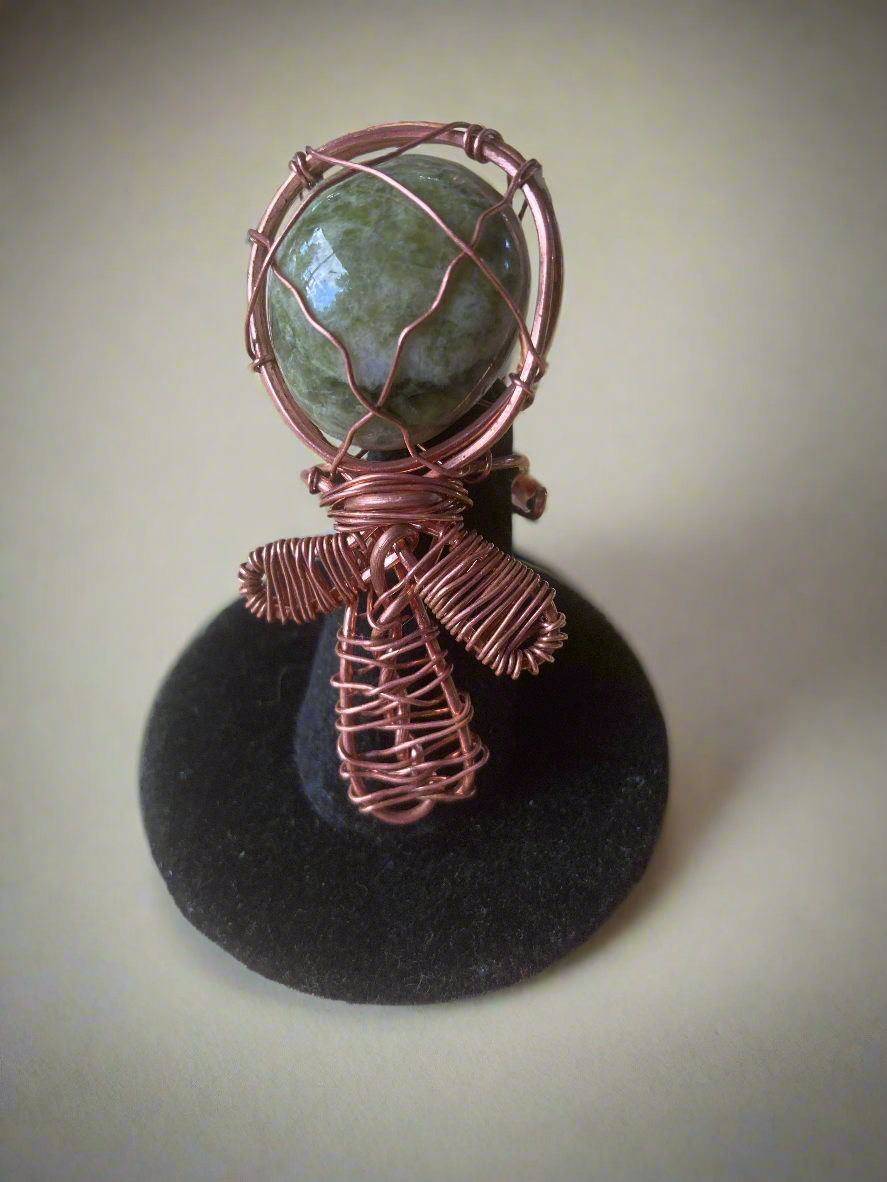 Vesuvianite Ankh Ring