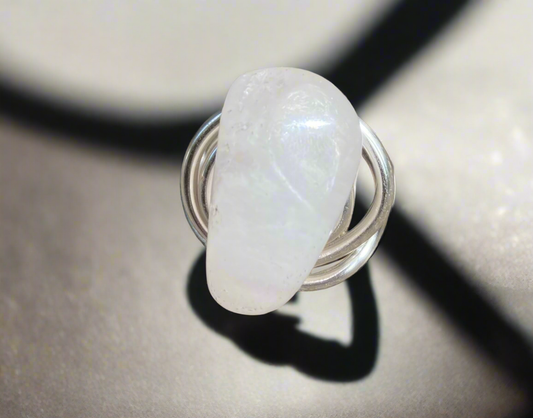 Yvng Gahd inspired Silver Coated Copper Clear Quartz Ring