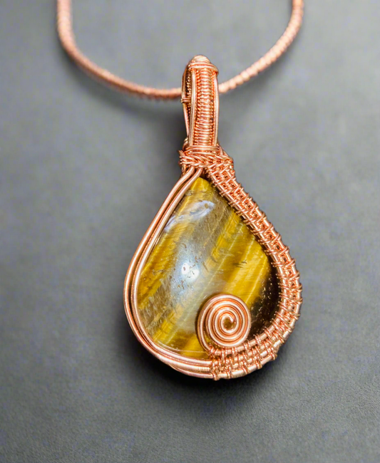 Custom Wire Wrapped Tiger's Eye 👁️ Pendant