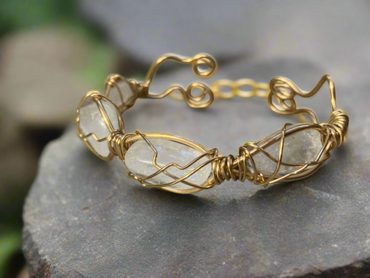 Brass And Clear Quartz Custom Bracelet