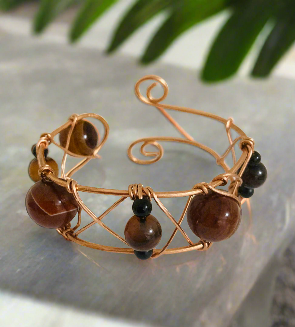 Pure Copper Chunky Crystal wrapped bracelet