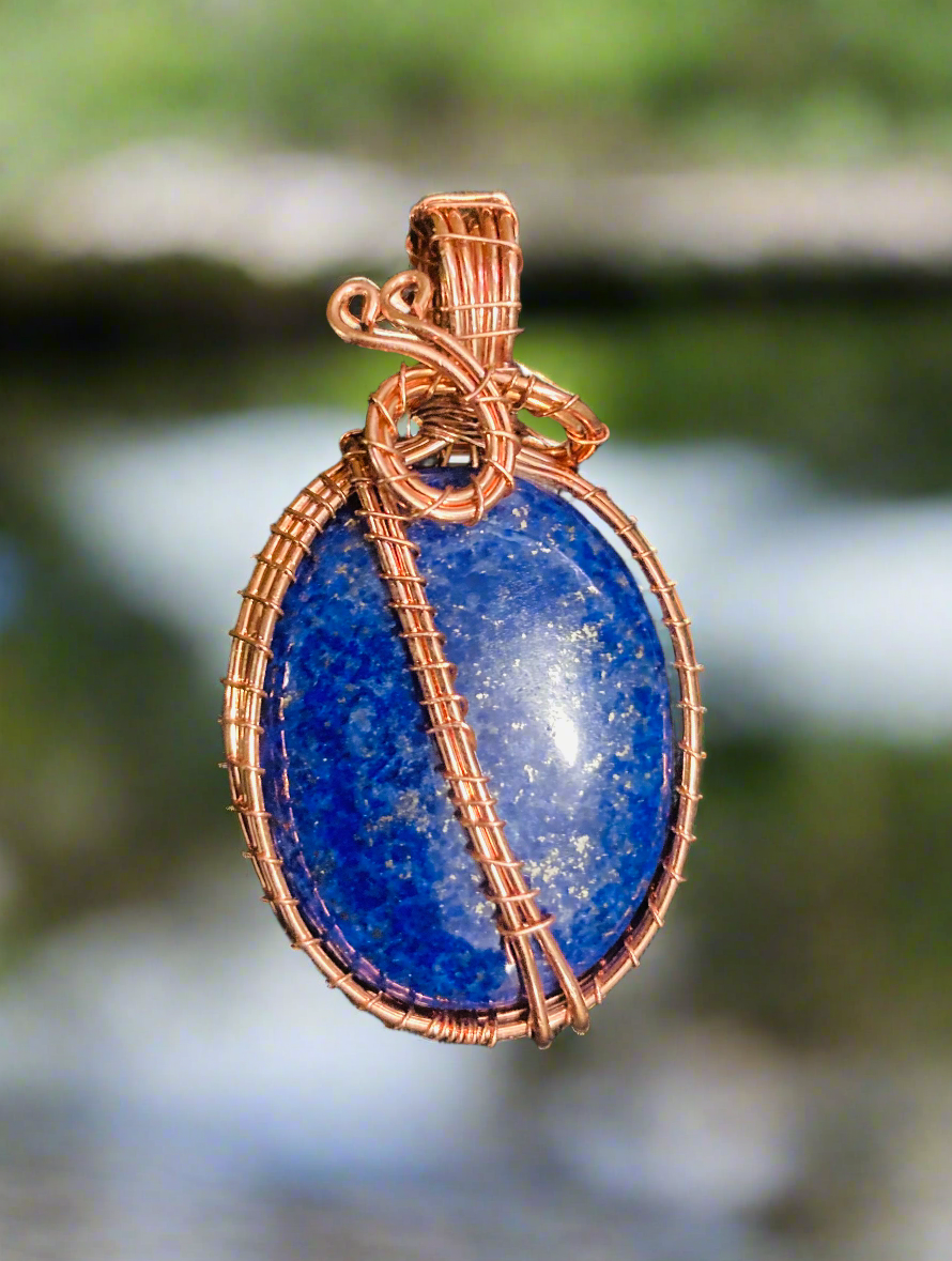 Custom Lapis Lazuli Wire Wrapped Pendant