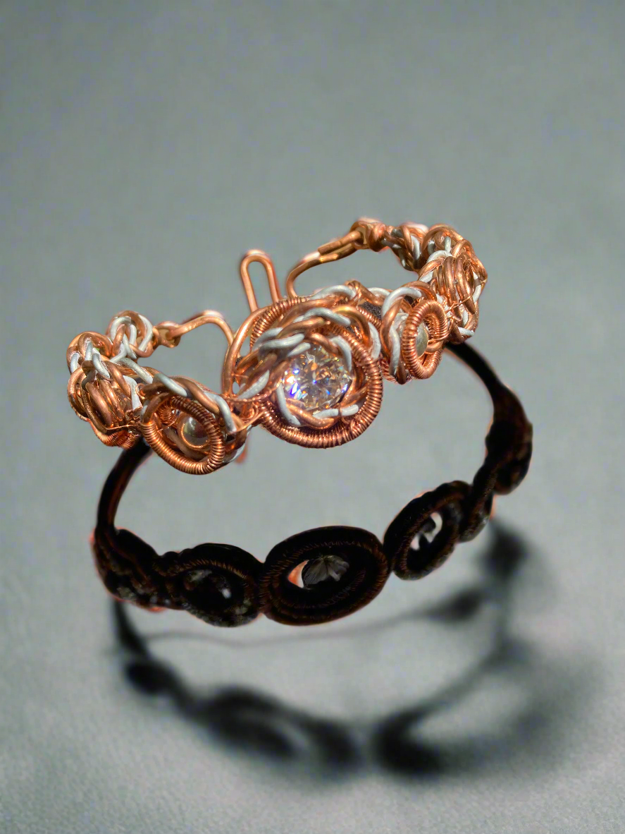 Iamevibez Custom Wire Wrapped Zinc And Copper Moissanite Bracelet