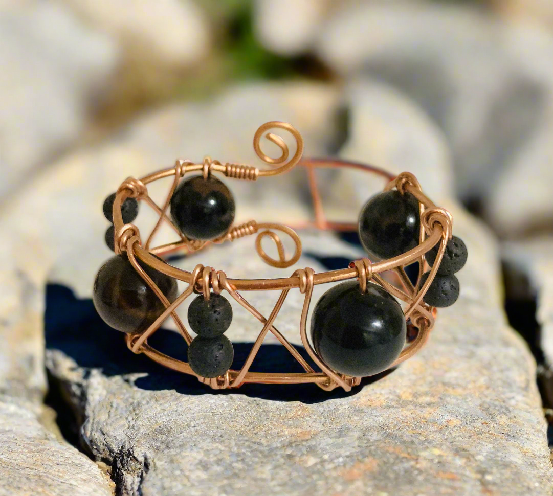 Pure Copper Chunky Crystal wrapped bracelet