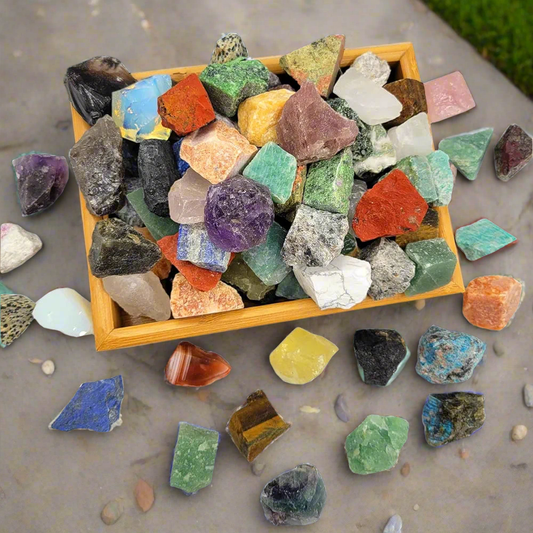 Box Of Customizable Raw Natural And Charged Crystals 0.5 - 2 inches