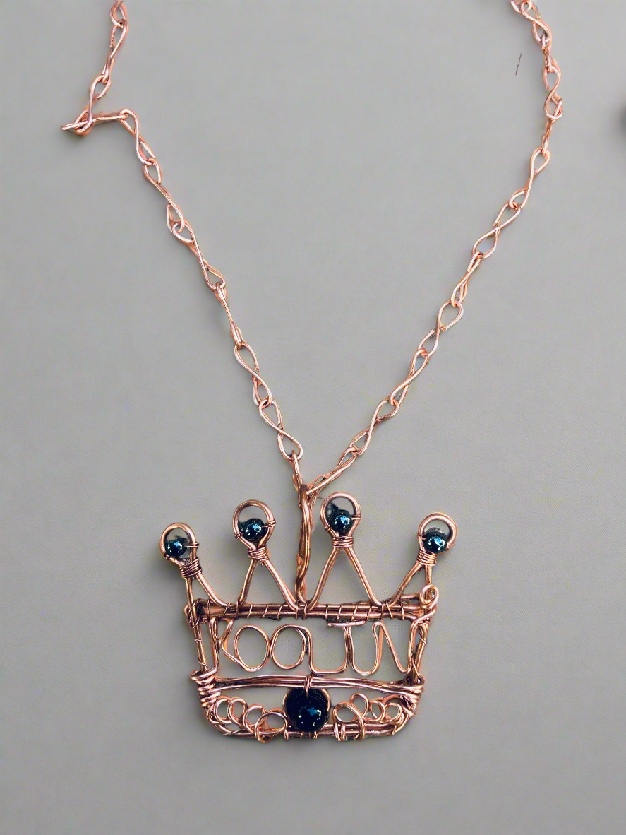 Custom Wire Wrapped Crown/Name Necklace