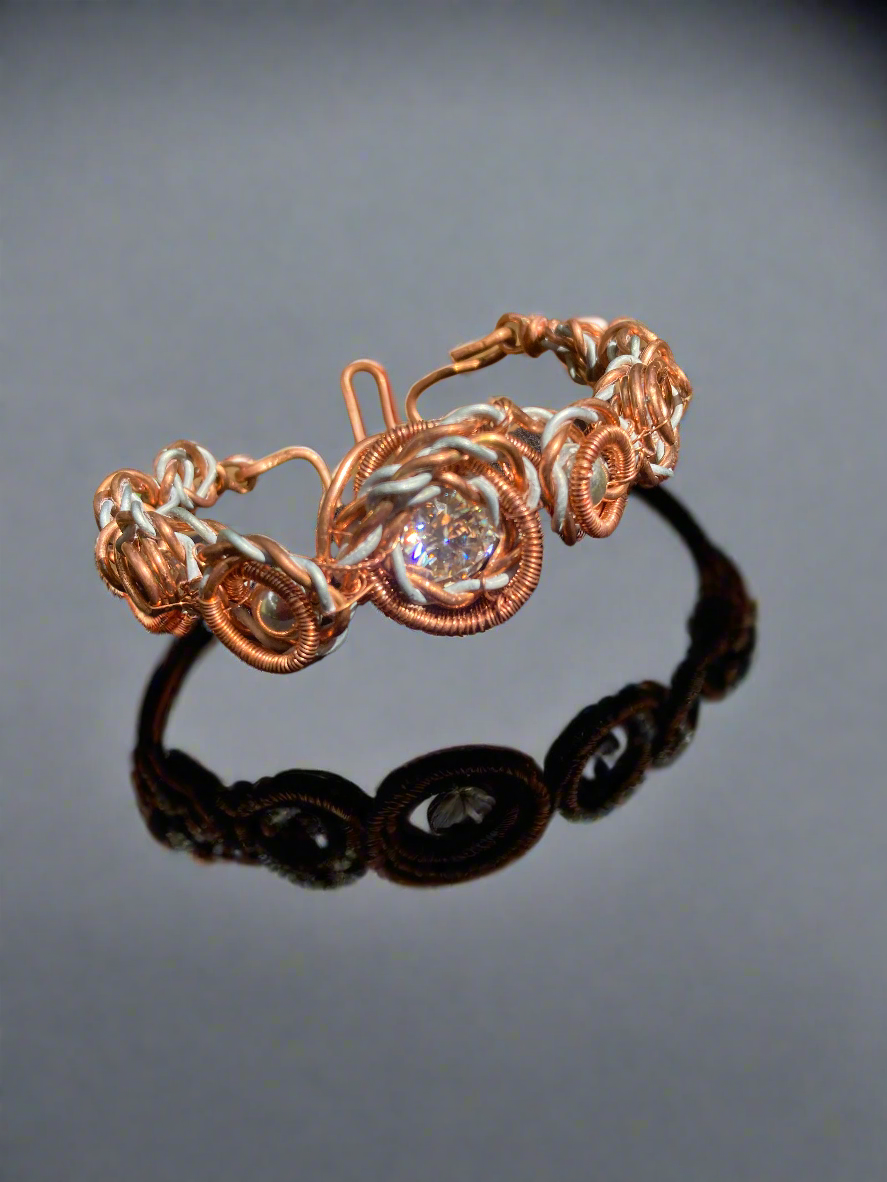 Iamevibez Custom Wire Wrapped Zinc And Copper Moissanite Bracelet