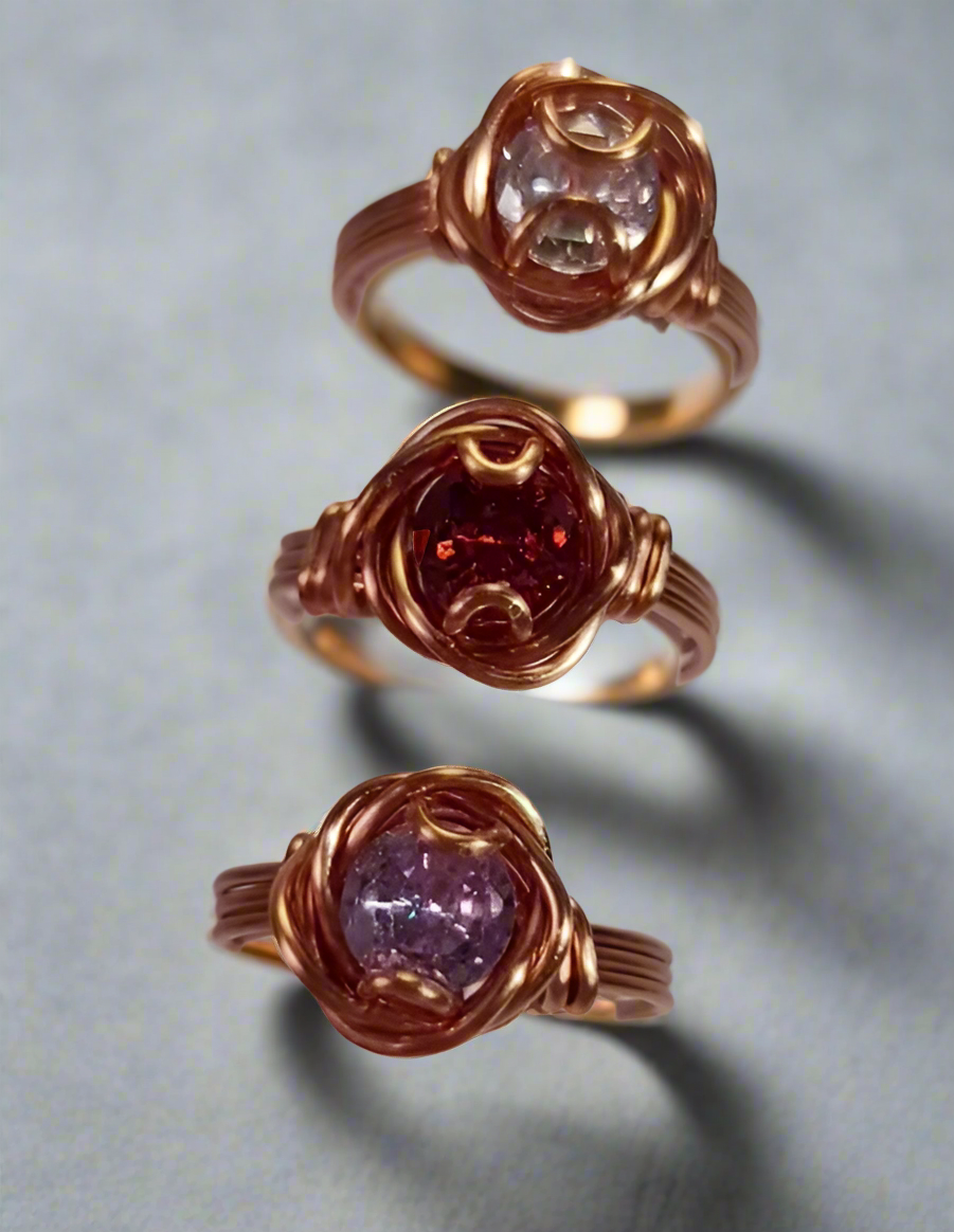 iamevibez Genuine wire Wrapped Gemstone Rings