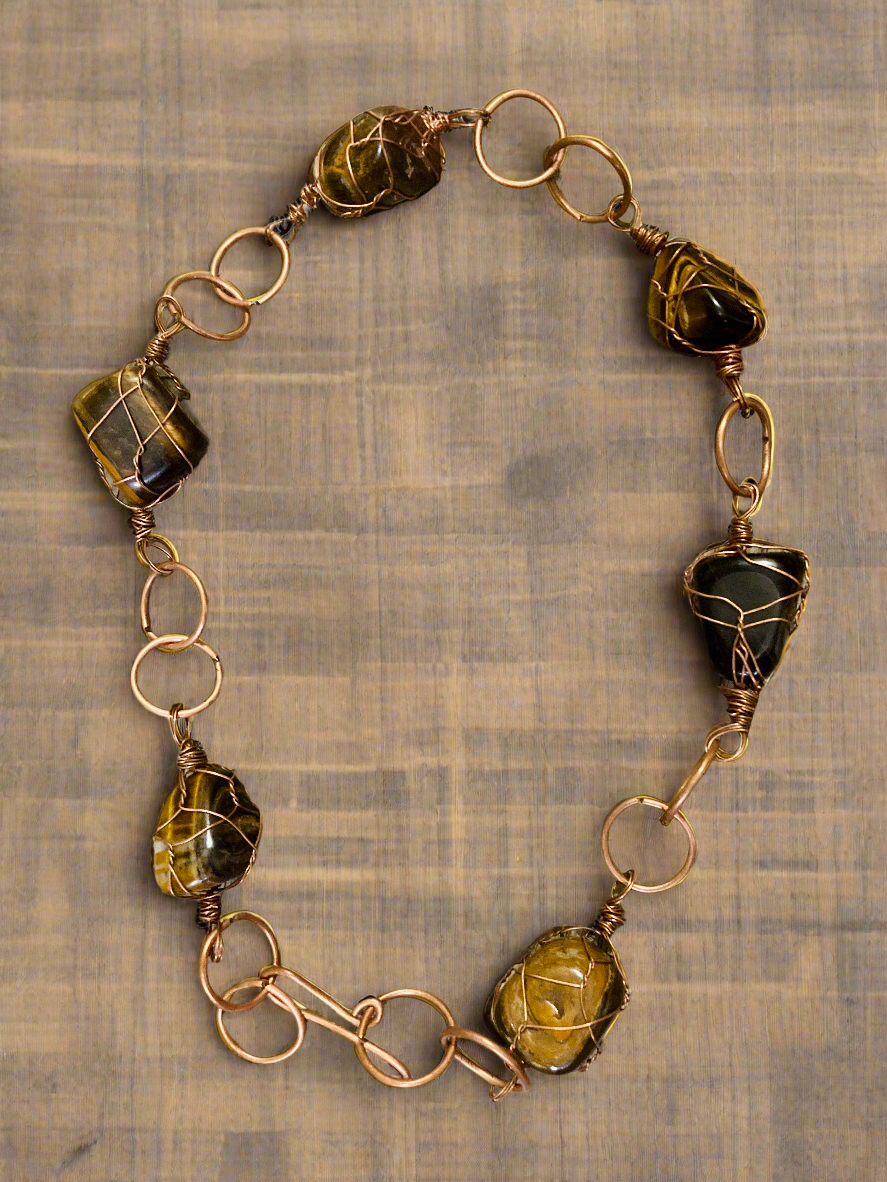 Custom Tiger's Eye Chunky Link Neck Jewelry