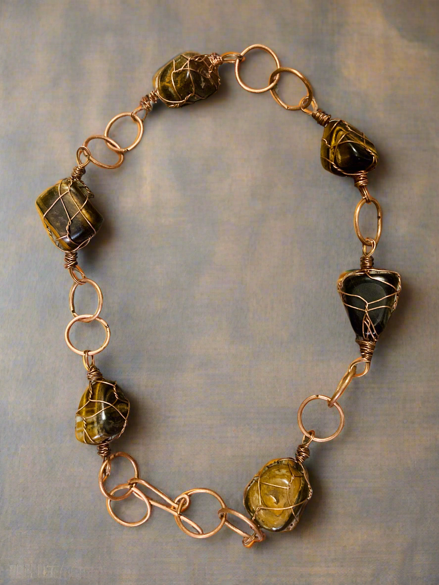 Custom Tiger's Eye Chunky Link Neck Jewelry