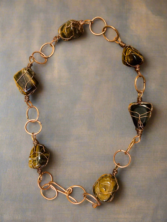 Custom Tiger's Eye Chunky Link Neck Jewelry