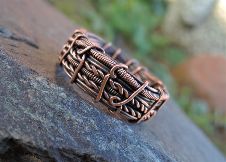 .999 Custom Copper Wire Wrapped Ring Band