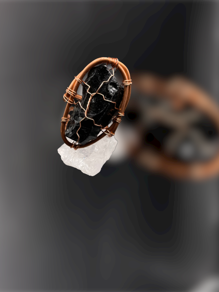 Iamevibez Custom Copper Wire Wrapped Black Obsidian Ring